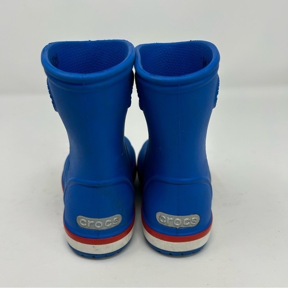 Crocs Unisex Child Kids Light Blue Rain Boots Size C6 Red and White Striped - Picture 7 of 13